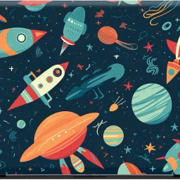 SCOTLON _Single Panel_Spaceship and rocket with planets_ Vinyl Laptop Decal 15.5-image-31
