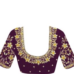 Unstitched Art Silk Blouse Material Embroidered-image-78