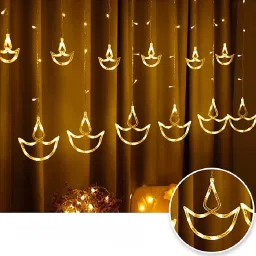100 LEDs 2.5 m Yellow Flickering Diya Rice Lights-45