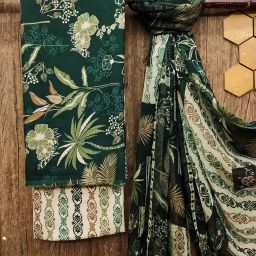 Unstitched Crepe Salwar Suit Material Floral Print-image-9