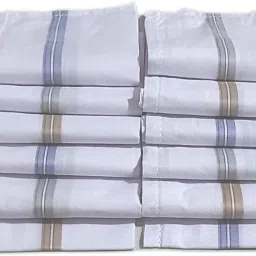 ARTCCOT Men's Cotton Handkerchief | 39 x 39 cms | Classic Collection ["White with stripes colored"] Handkerchief-image-8