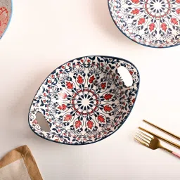 Ceramic Serving Dish | White & Blue color Serving Dish Dinner Plate-image-70