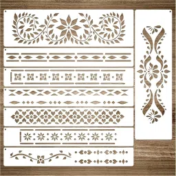 8 Pcs Stencils for Painting – Indian Inlay Reusable Plastic Stencil Plastic Cut-outs-image-57