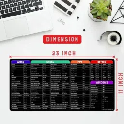 Roztocze English Shortcut Keys Desk pad Large Computer Mouse Mat Mousepad (Black Mousepad image 2