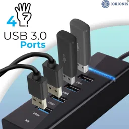 Orionis 4 Port USB HUB SuperSpeed 3.0 Portable MiniHub USB Adapter image 2