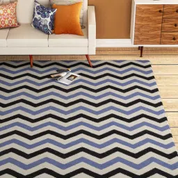 Blue Wool 4 ft X 6 ft Hand Woven Dhurrie by Imperial Knots-picture-13