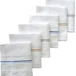llakshdev Premium Cotton Handkerchiefs/Hanky/Napkin for men Pack of 6 ["White"] Handkerchief-20