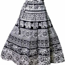 Women Animal Print Wrap Around Black, White Skirt-image-45
