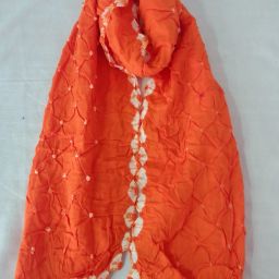 Pure Cotton Polka Print Orange Women Dupatta-image-79