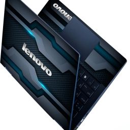Anweshas HD Printed Full Panel Laptop Skin Sticker Vinyl Fits Size Upto 15 inches No Residue, Bubble Free Vinyl Laptop Decal 15.6 3D Series - Lenovo Silver Logo on 3D Gaming Design Self Adhesive Vinyl Laptop Decal 15.6-27