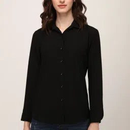 Women Regular Fit Solid Button Down Collar Casual Shirt-image-22