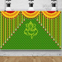 Ganesh JI Backdrop With banana Leaf (8*5 Feet)-image-22