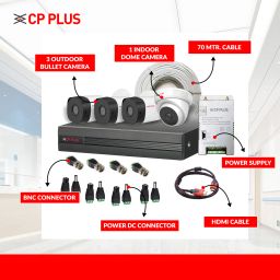 CP PLUS CP-UCK-TD31H2-B1 with 1 Dome & 3 Bullet Camera, DVR, 70 Mtr. Cable w/o Hard Disk Security Camera image 2