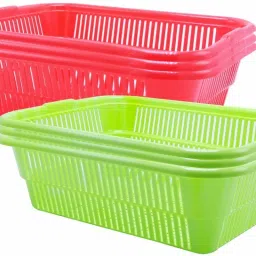 Plastic Natasha 1013 Multipurpose Basket, Set of 6 Pc, 4 Ltr, Red Green Color Plastic Fruit & Vegetable Basket-image-17