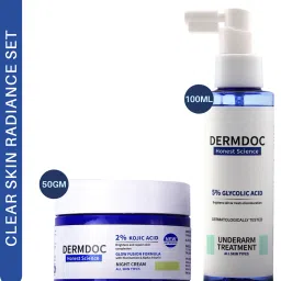 DermDoc Brighten Up Combo | 2% Kojic Acid Night Cream with Niacinamide-50g & 5% Glycolic Acid Underarm Brightening Spray Treatment-0