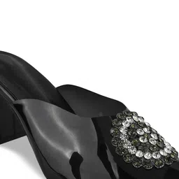 Try Me Embellished Peep Toe Block Heel Mules image 5
