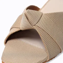 Anouk Beige Knotted Open Toe Block Heels image 4
