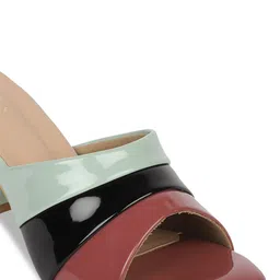ICONICS Maroon Colourblocked Block Pumps with Bows image 5