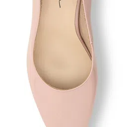 Mast & Harbour Peach Coloured Square Toe Block Heel Pumps image 4