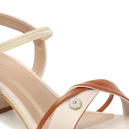 ICONICS Colourblocked Embellished Party Open Toe Block Heels With Backstrap image 3