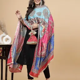 Clora Creation Ethnic Motifs Printed Dupatta With Mirror Work image 3