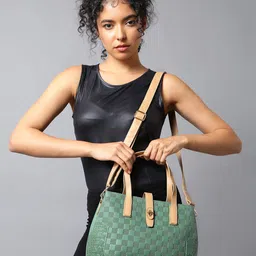 Diana Korr Checked Oversized Structured Handheld Bag image 3
