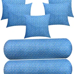 Combo Set of 5 Cushion And 2 Microfibre Floral Bolster Pack of 7-33