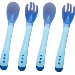 Silicone Tip Heat Sensitive Silicone Spoons | Temperature Sensing Spoons | Spoon & Fork Set - Pack of 2 (Blue)- Silicone-picture-13