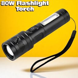 A81 (ZOOMABLE METAL LED TORCH) 3 Modes Flashlight, Super Bright Torch-image-44