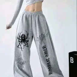Women Loose Fit Grey Pure Cotton Trousers-image-64
