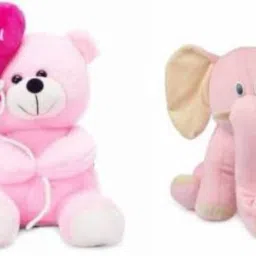 I Love You Balloon Heart Teddy Pink 30 Cm And Pink Elephant (25 Cm) Combo - 20 Cm (Multicolor) - 20 cm-19