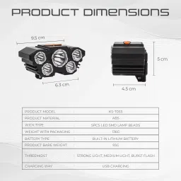 insignia decor 5 LED head torch 4 Mode battery headlamp waterproof head light camping_L33 Torch image 3