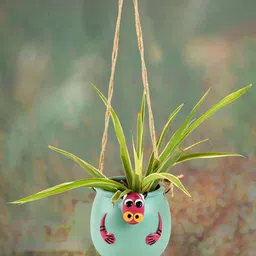 AAKRITI ART CREATIONS Blue & Pink Terracotta Clay Bull Design Hanging Planter-51