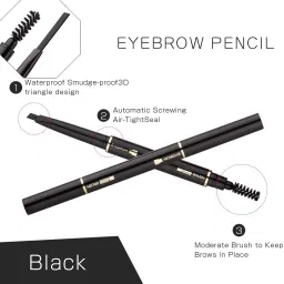 facejewel Eyebrow Pencil 2 in 1 Dual Function Eye Brow Filling Pencil with Brush Black image 3