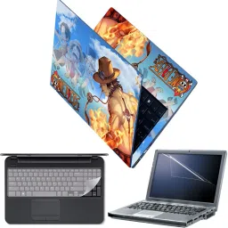 Techfit Full Body Laptop Skin with Screen Guard and Key Guard - One Piece Fire Combo Set-image-71
