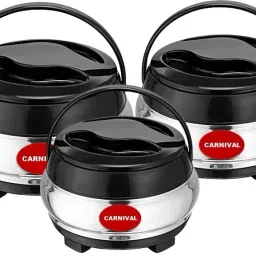 Stainless Steel Belly Model Roti Pot/Casserole/Hot Pot With Plastic Lid Pack of 3 Thermoware Casserole Set-picture-2