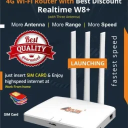 Realtime W8+ 4G Sim Based Home Router with Free Adapter + USB Cable + Lan Cable 4G Router 2.4 GHz 100 Mbps Wifi Speed Single Band External Antenna MiFi (Sim Based)-3