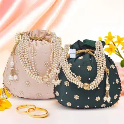 By Kuber Industries Women Pink, Green Potli-image-56