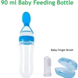 New Born Baby Feeding Bottle Gentle on Gum with spoon 90 ml & Soft Finger brush-image-93