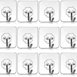 Pack of 12 New ABS Hook Towel Hanger for Kitchen/Bathroom/Utensil PINX12.236 Transparent Towel Holder-image-8