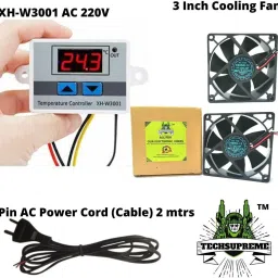 techsupreme Frequently Bought Together Combo 1 W3001 2 3 Inch Fan 2 Pin AC Power Cord(Cable) Temperature Sensor and Controller Electronic Hobby Kit image 2