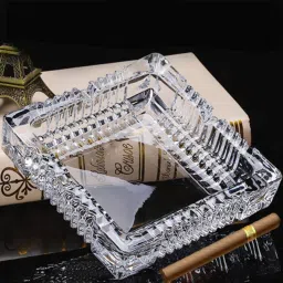 Crystal Sculpt Square : A Fusion of Elegance and Functionality Clear Glass Ashtray-image-29