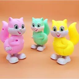 Jumping Squirrel Wind Up Key Operated Toy for Kids. Multicolor, (Pack of 3) Rattle-21