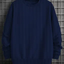 Men Self Design Round Neck Polyester Dark Blue T-Shirt-image-96