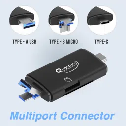 QUANTUM 3 in 1 OTG and Hub with Type-C, USB & Micro Ports Card Reader image 2