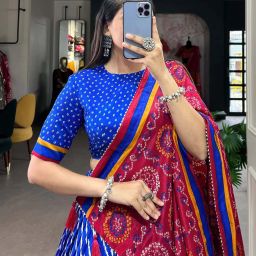 Leheriya Semi Stitched Lehenga Choli-image-0