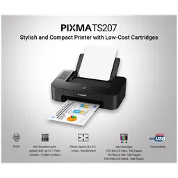 Canon Pixma TS207 Single Function Inkjet Printer with Low-Cost Cartridges (Dot Count Ink End Sensor, Black) image 4