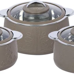 Fabrene Food Serving Set for Gifting Food Serve Hotpot Roti Box for Home Dining Pack of 3 Thermoware Casserole Set-27