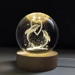 3D dolphine heart Crystal Ball Night Light,2.4 inch Glass Ball Night Lamp Night Lamp-25