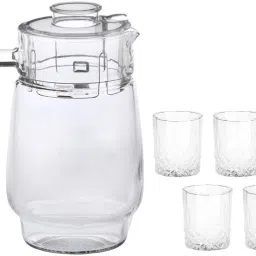 Somil Versatile Transparent Jug & 4 Glass Set for Beverage Service - E50 Jug Glass Set-image-64